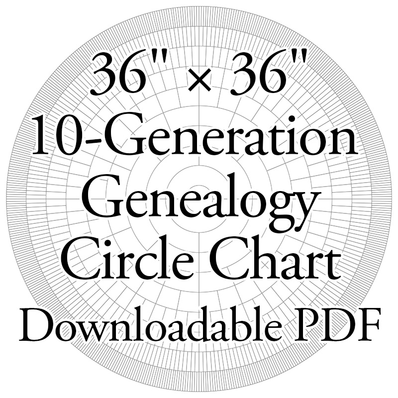 10 Generation Genealogy Circle Chart Family Tree Chart 36 inches Square 