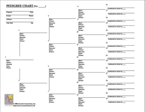 8 Generation Ancestor Chart Form Free Genealogy Printable Lactation 