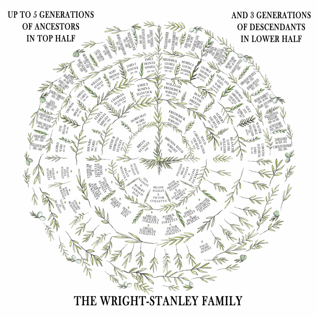 Circular Ancestry Fan Chart Personalised Family Tree Print Custom 