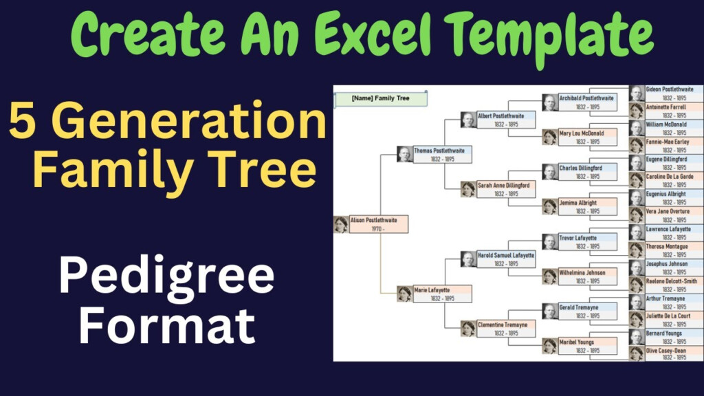Create A 5 Generation Pedigree Family Tree In Excel Tutorial Data 