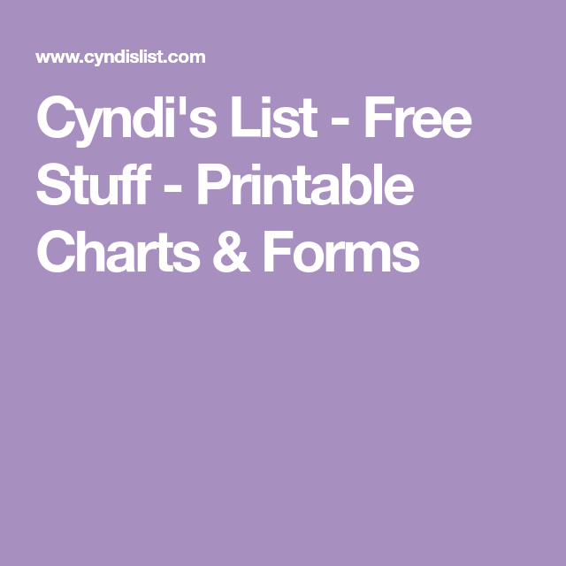 Cyndi 39 s List Free Stuff Printable Charts Forms Printable Chart 