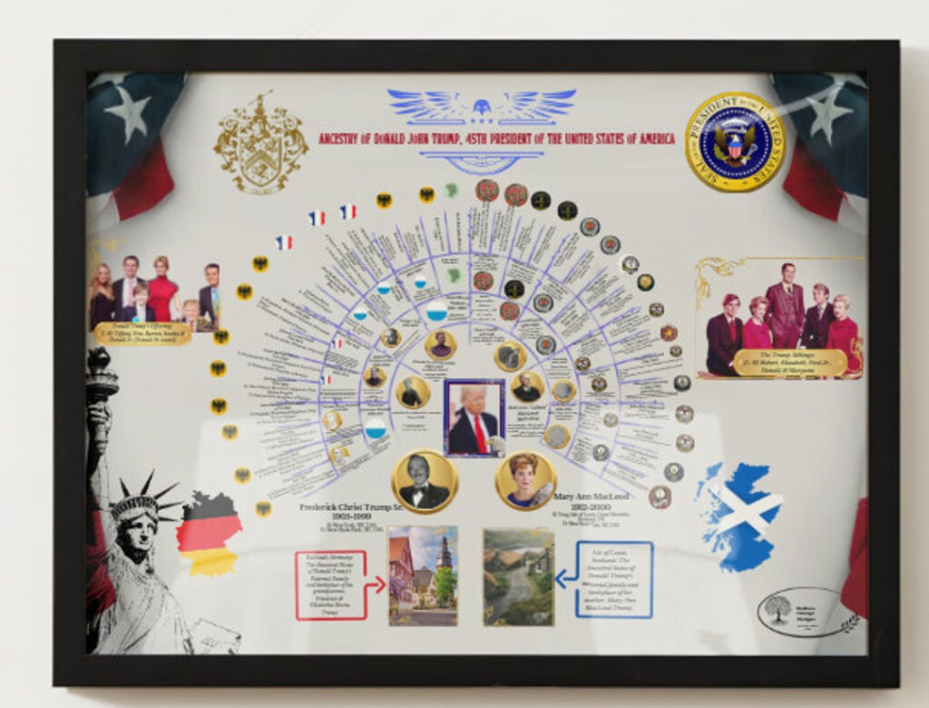 Donald Trump 39 s Family Tree 6 generation Pedigree Chart Print 28x18 