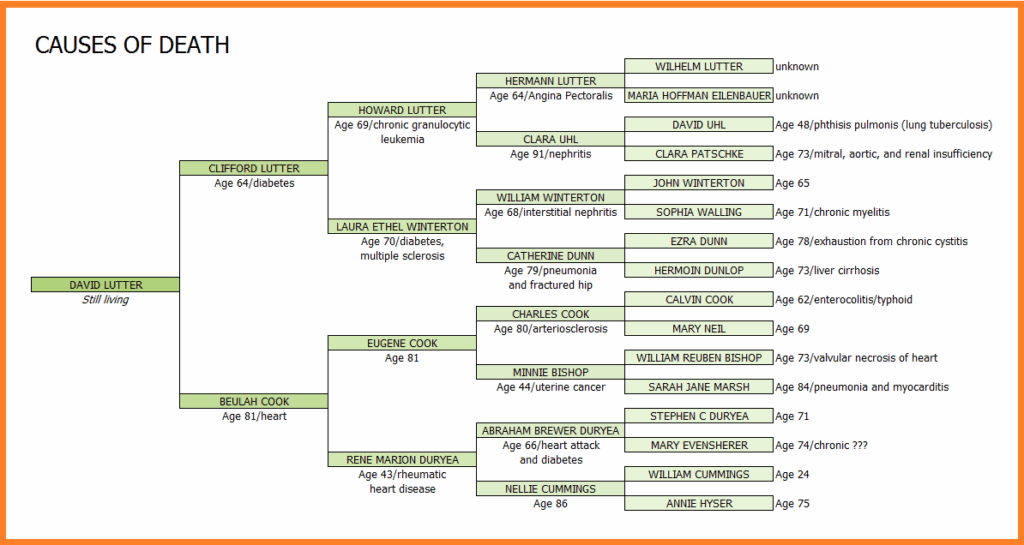 Family History Research By Jody Lutter Cause Of Death Family Tree