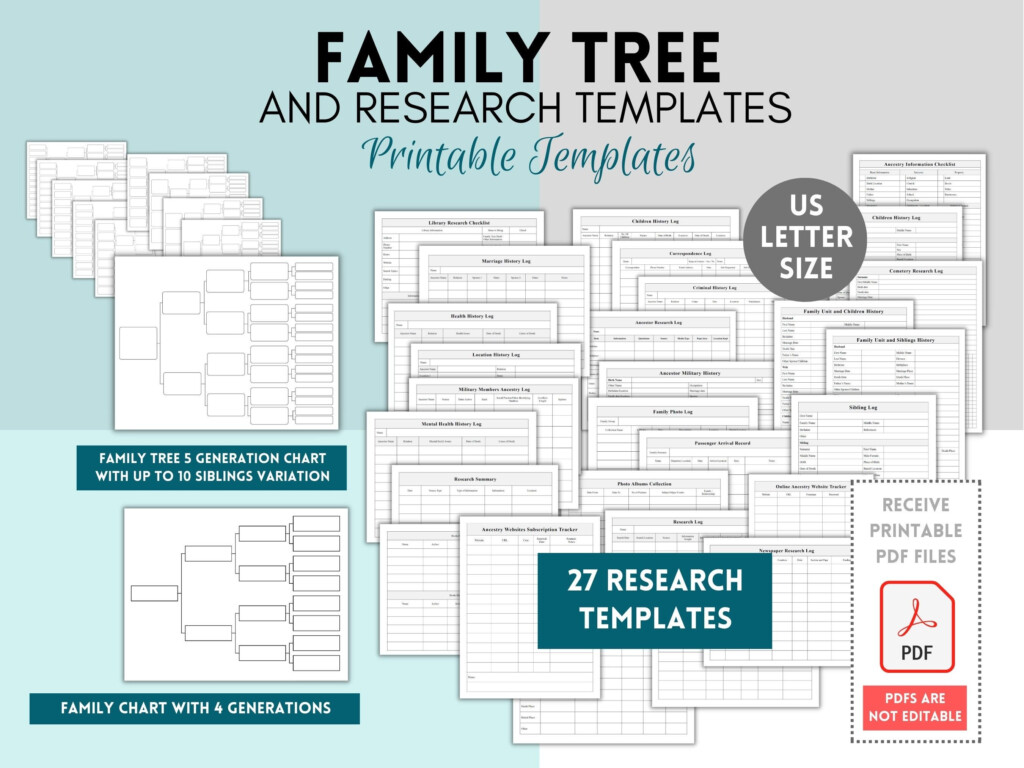 Family Tree Chart Research Template Family History Family Reunion 