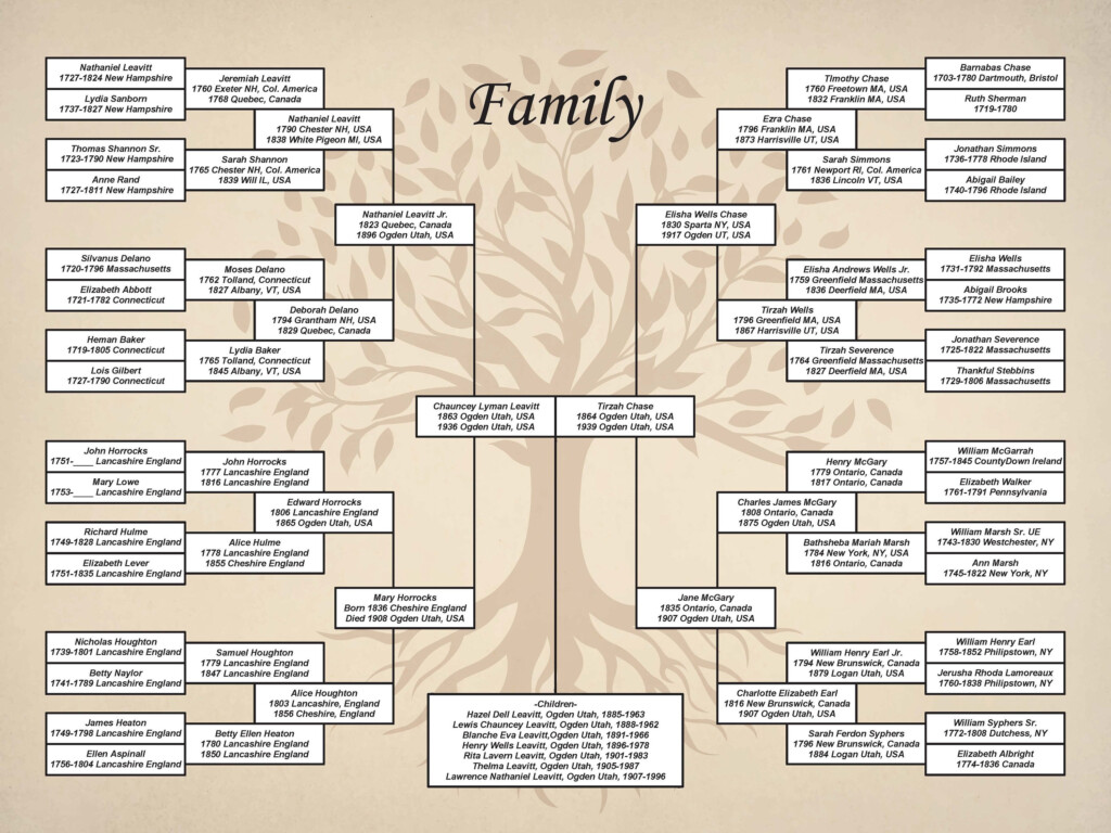 Family Tree Template 6 Generations Template