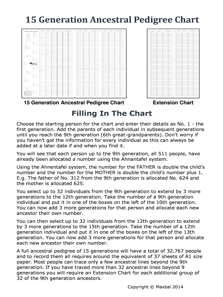 Fillable Online 15 Generation Ancestral Pedigree Chart Fax Email Print 