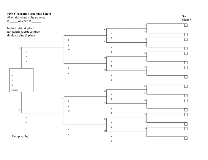 Five Generation Ancestor Chart Blank Form