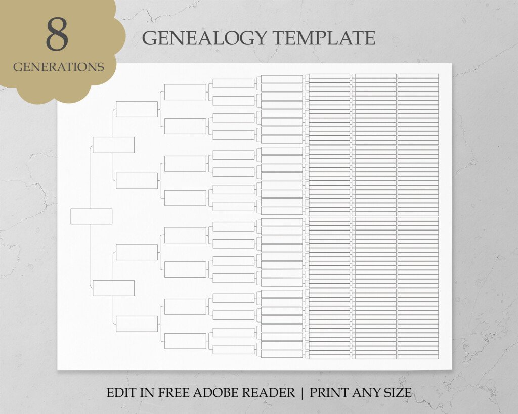 Genealogy Template Family Tree Chart 8 Generation Genealogy Chart 