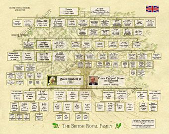 House Of Windsor Family Tree Chart Queen Elizabeth II Ancestry Print 