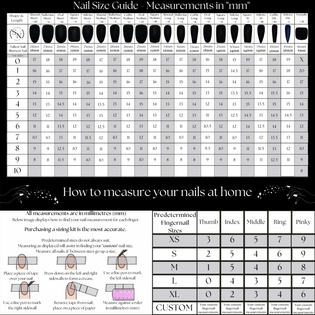 Nail Shapes Size Chart Supreme Nails
