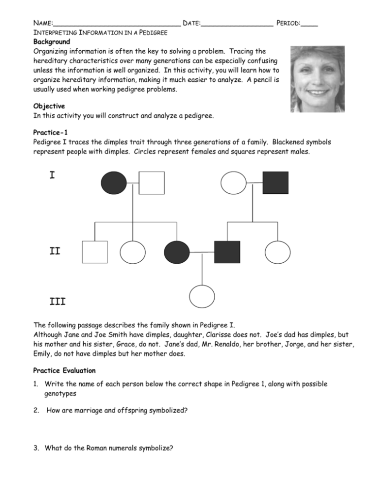 Pedigree Chart Worksheet Interpreting Genetic Information