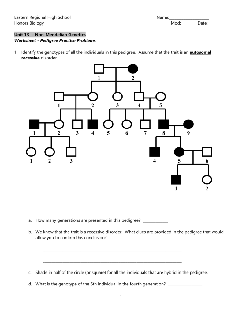 Pedigree Worksheets 2 Answer Key