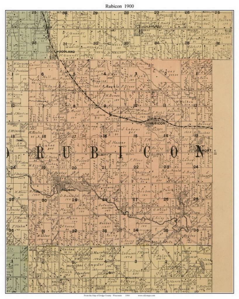 Rubicon 1900 Old Town Map With Homeowner Names Neosho Fremont Wisconsin 