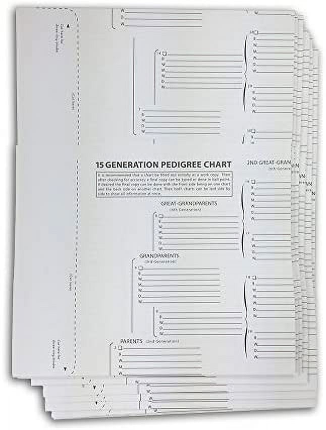 TreeSeek 15 Generation Pedigree Chart 5 Pack Blank Genealogy Forms 